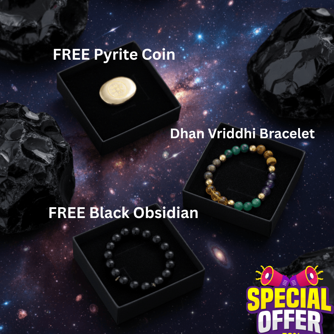 Ultimate Wealth Combo: Dhan Vriddhi Bracelet + FREE Power-Packed Pyrite & Obsidian Coin. - Image 2